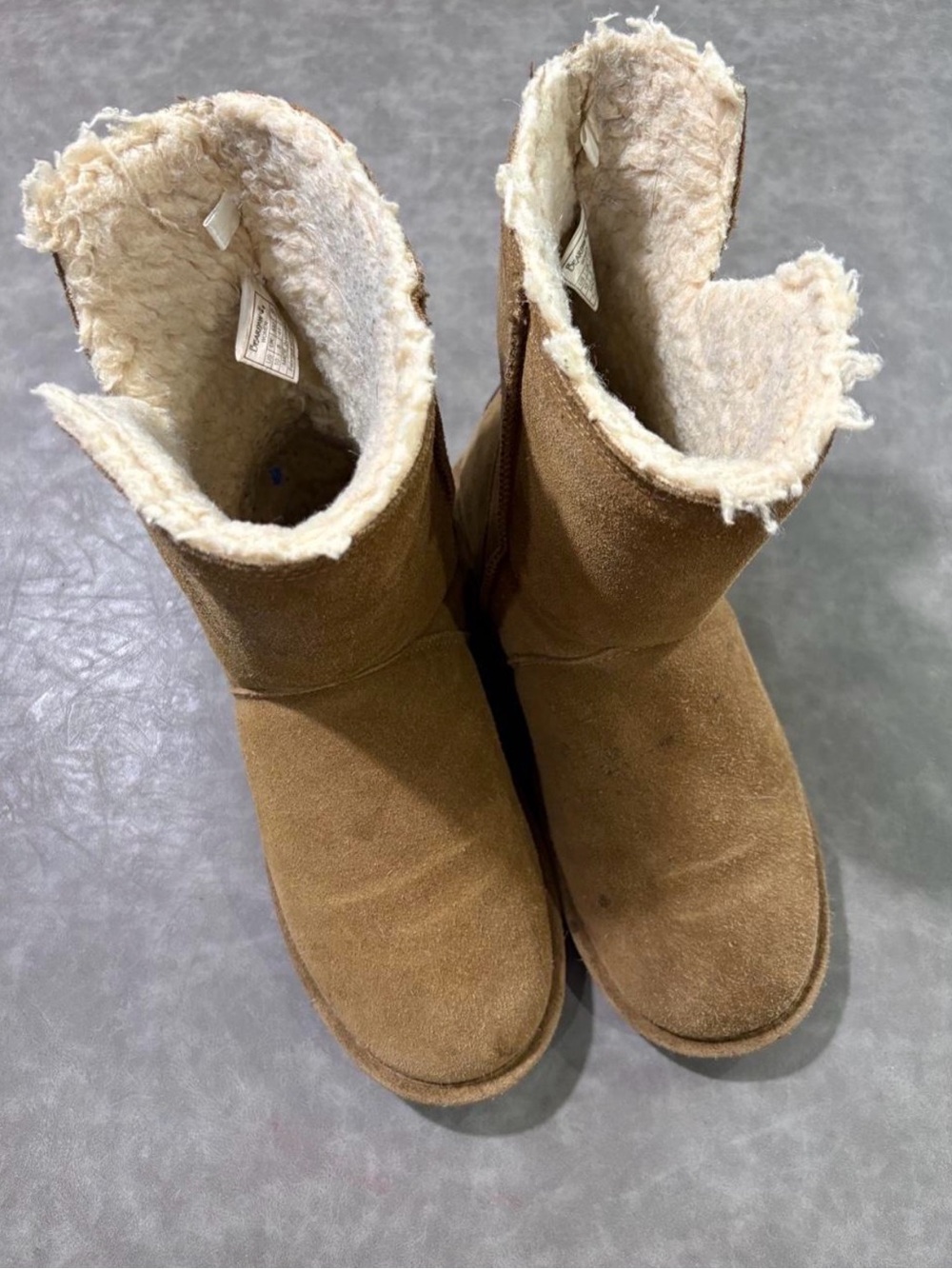 BEARPAW Women’s Brown Suede Shearling Lined Mid-Calf Winter Boots